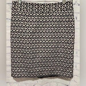 Ann Taylor Skirt Womens 10 Black Geometric Pencil Lined Work Casual